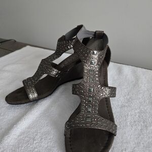 Chic Metallic Pewter Sandals